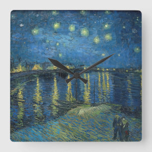 Relógio Quadrado Starry Night Over the Rhone (1888) Vincent van Gog