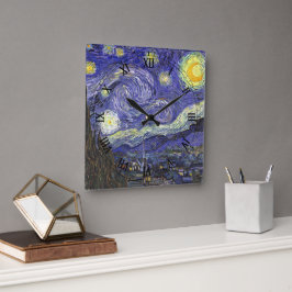 Relógio Quadrado Starry Night por Vincent van Gogh