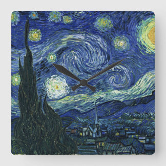 Relógio Quadrado Starry Night Vincent van Gogh Fine Art Painting