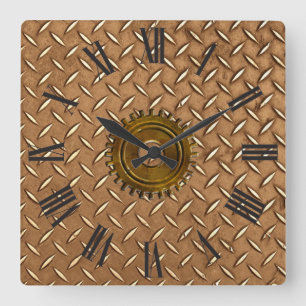 Relógio Quadrado Steampunk Aço-chapeou o pulso de disparo de pared