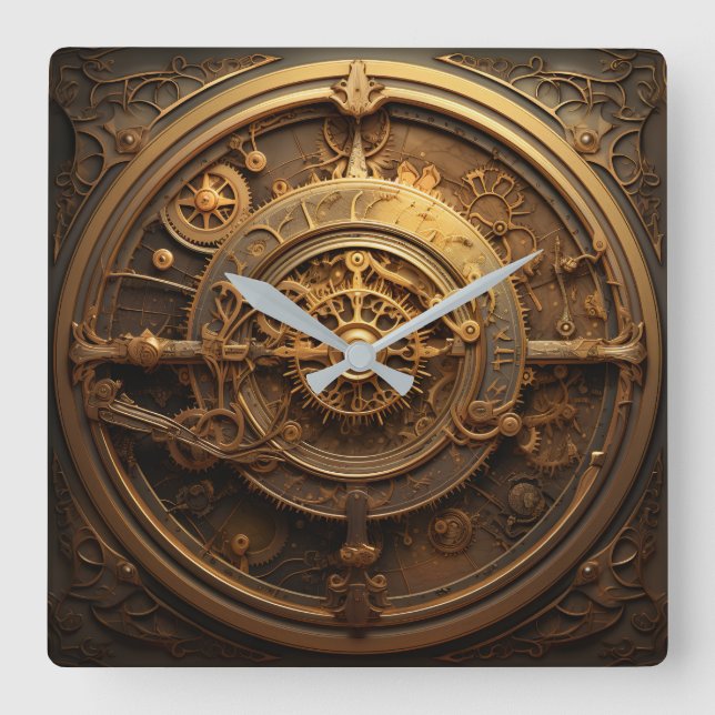 Relógio Quadrado Steampunk Celestial Wall Clock (Frente)