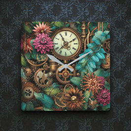 Relógio Quadrado Steampunk Clocks & Gears Wall Clock