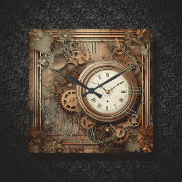 Relógio Quadrado Steampunk Clocks & Gears Wall Clock