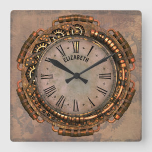 Relógio Quadrado Steampunk Vintage Rusty Art Declock