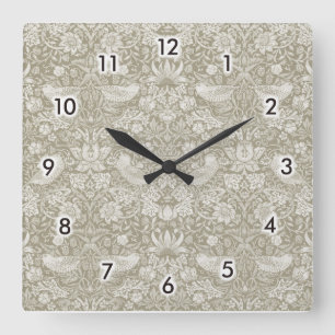 Relógio Quadrado Strawberry Thef Ivory, William Morris