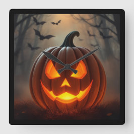 Relógio Quadrado Stunning Glowing Pumpkin Art – Ultimate 