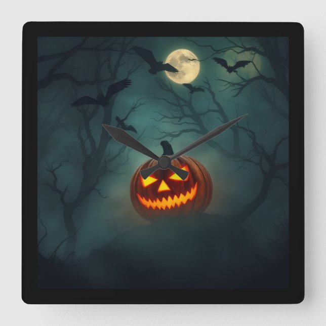 Relógio Quadrado Stunning Sinister – Ultimate Haunted Design (Frente)