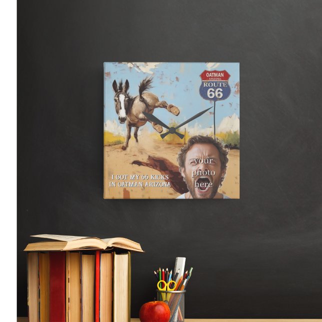 Relógio Quadrado sua foto, chutes, arizona de atleta, burro (Criador carregado)