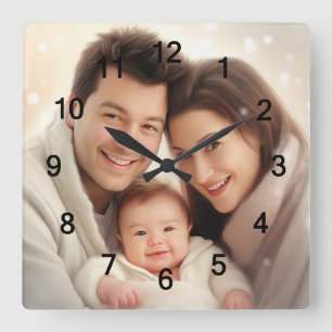 Relógio Quadrado Sua parede de fotos da família favorita