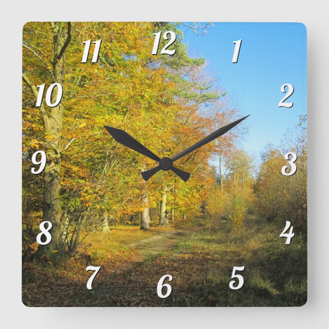 Relógio Quadrado Sunny Autumn Walk - Personalizado (Frente)
