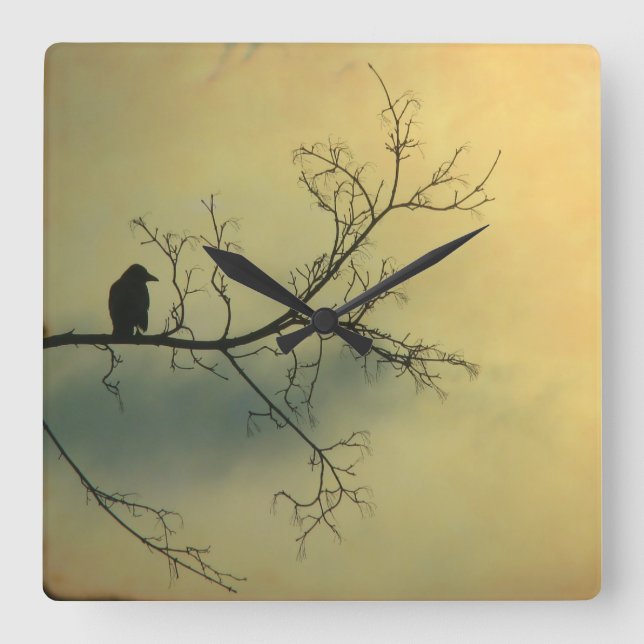 Relógio Quadrado Sunny Day Crow (Frente)