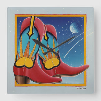 Relógio Quadrado Sunrise Sunset Western COWBOY BOOWALL CLOCK