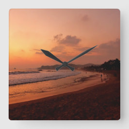 Relógio Quadrado Sunset on a beach in Mexico