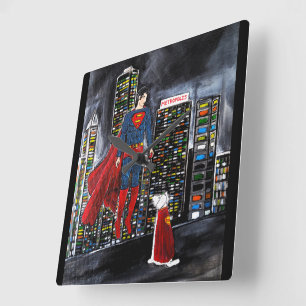 Relógio Quadrado Super-heróis Melhor Amigo Pintura por Alfred Fox