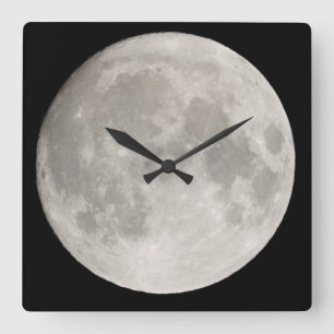 Relógio Quadrado Superlua no céu negro