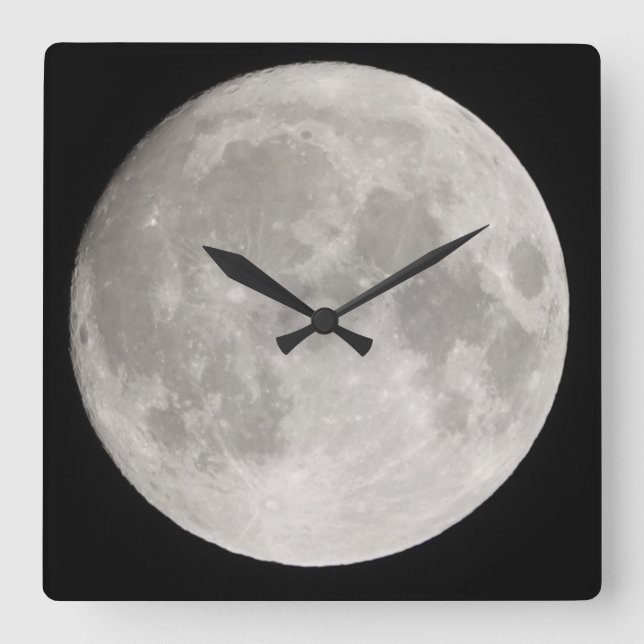 Relógio Quadrado Superlua no céu negro (Frente)