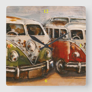 Relógio Quadrado Surf Campervans.