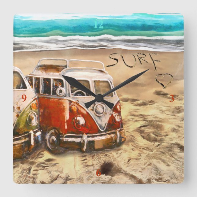 Relógio Quadrado Surfdudes, (Frente)