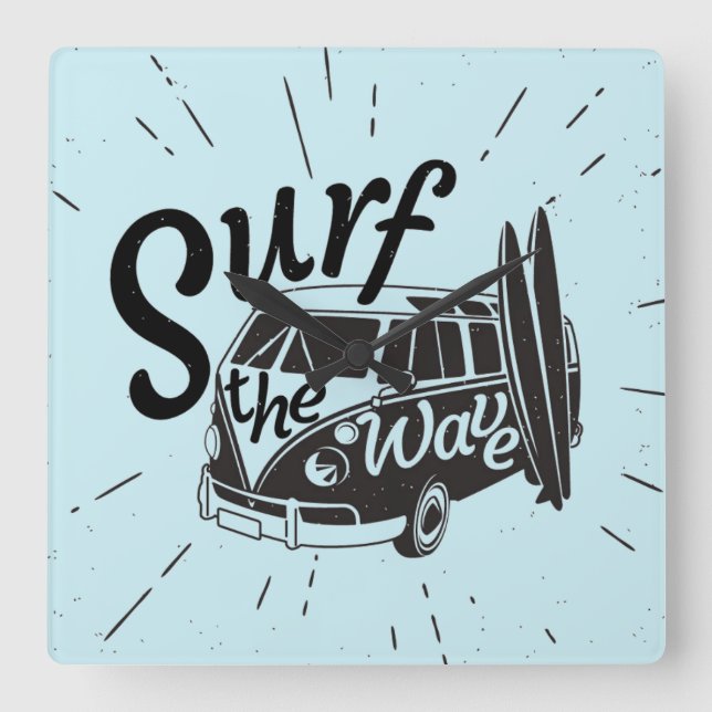 Relógio Quadrado Surfe a onda (Frente)