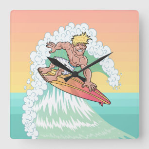 Relógio Quadrado Surfista solar legal
