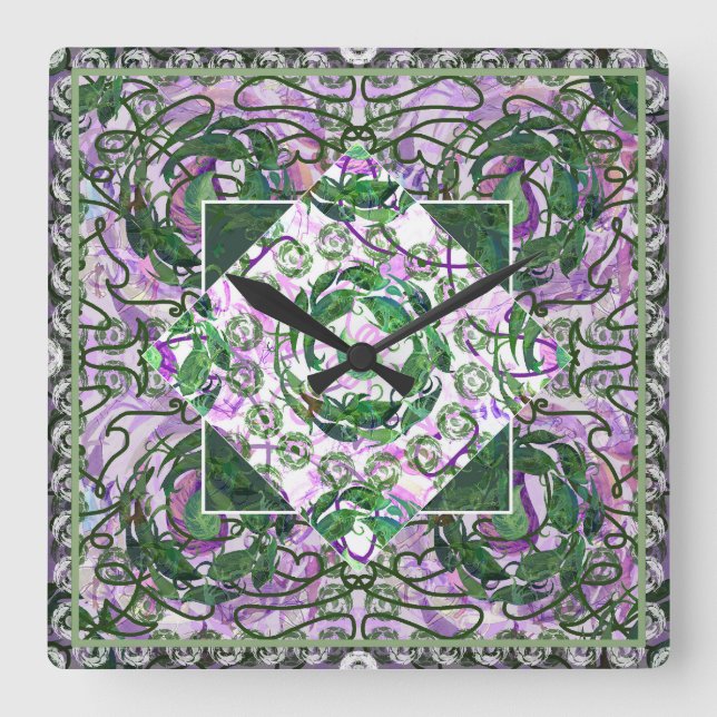 Relógio Quadrado Susea Blu Studios Garden Mandela Clock (Frente)