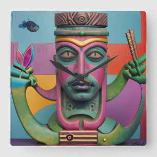 Relógio Quadrado Sushi Radio Tiki Man