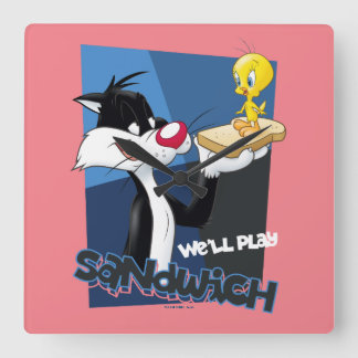 Relógio Quadrado SYLVESTER™ & TWEETY™ "Nós vamos jogar sanduíche"