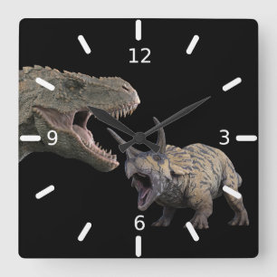 Relógio Quadrado T.Rex e Triceratops
