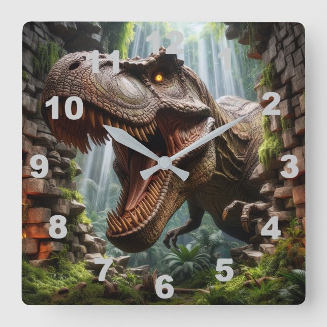 Relógio Quadrado T-Rex Wall Clock (Frente)