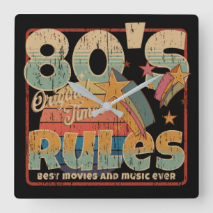 Relógio Quadrado T-Shirt com 80 anos vintage tempos originais em ap