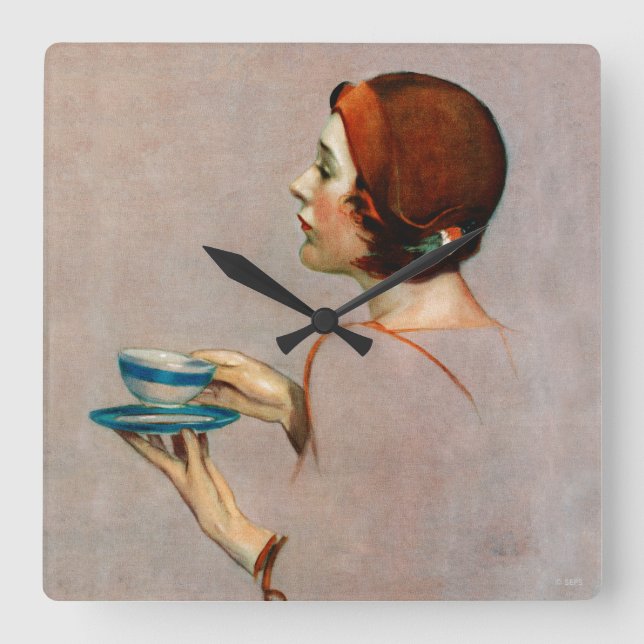 Relógio Quadrado Taça de Java (Frente)