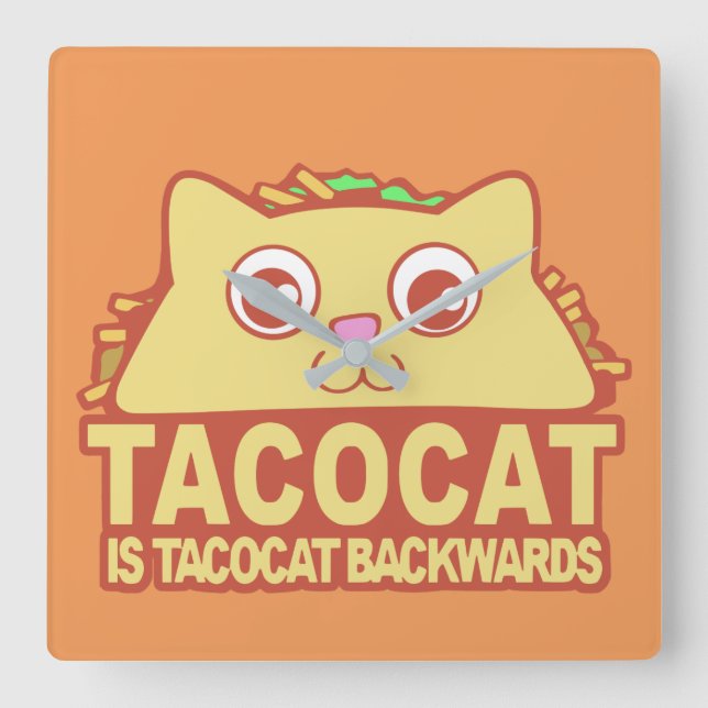 Relógio Quadrado Tacocat para trás II (Frente)