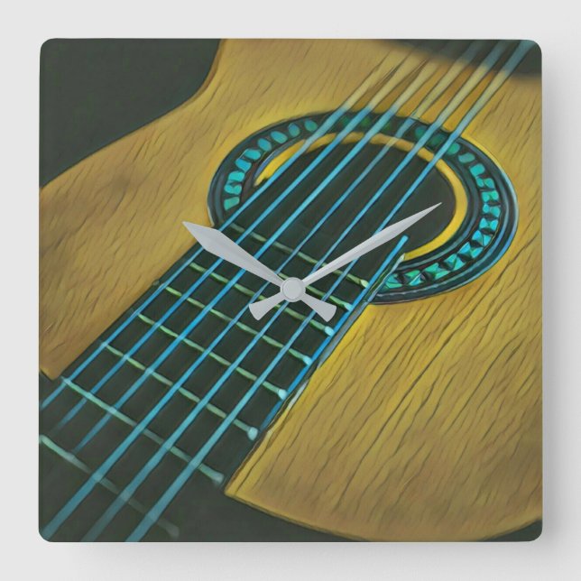 Relógio Quadrado Tambor de guitarra (Frente)