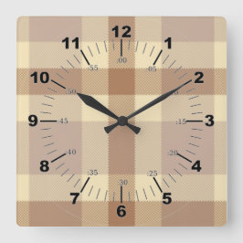 Relógio Quadrado Tan E Cream Tartan