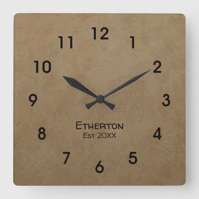 Relógio Quadrado Tan Stucco Padrão Acrylic Wall Clock (Frente)