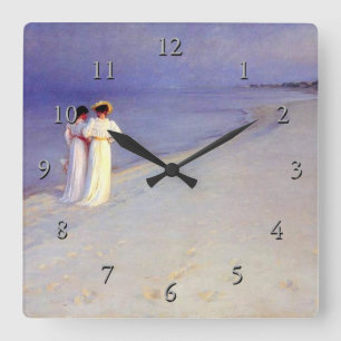 Relógio Quadrado Tarde verão de Kroyer do "na praia de Skagen "