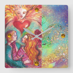 Relógio Quadrado TAROTS DE SOMBRAS PERDIDAS, AMANTES Dia dos Namora