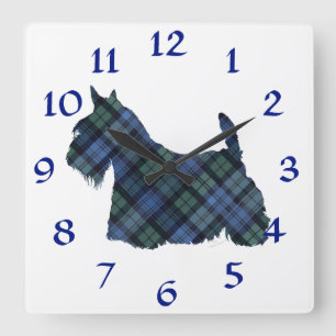 Relógio Quadrado Tartan Black Watch Scottish Terrier