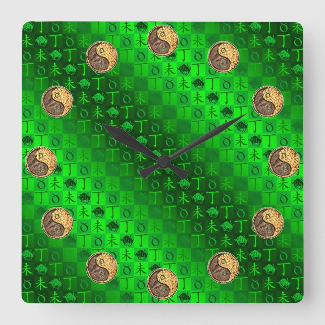 Relógio Quadrado Taurus & Fire Goat (Frente)