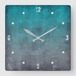 Relógio Quadrado Teal Cinza Modern Rustic omber Abstrato