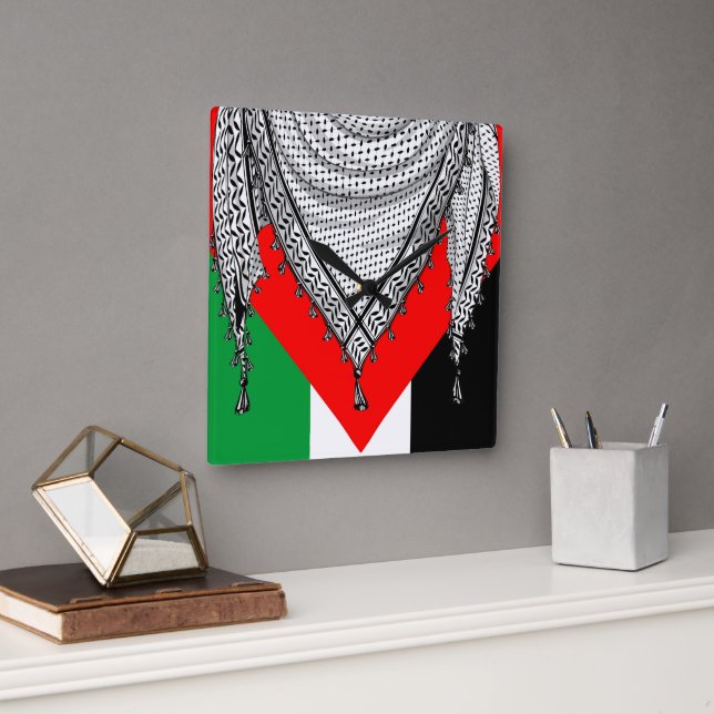Relógio Quadrado Tecido Tradicional do Keffiyeh Scarf Palestino (Escritório)