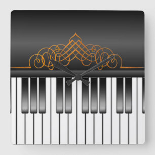 Relógio Quadrado Teclado de piano