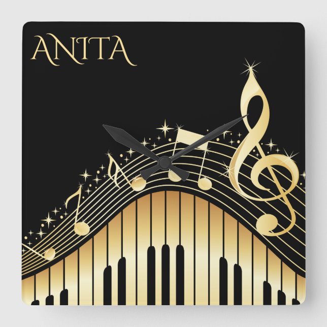 Relógio Quadrado Teclado musical Monogrammed (Frente)