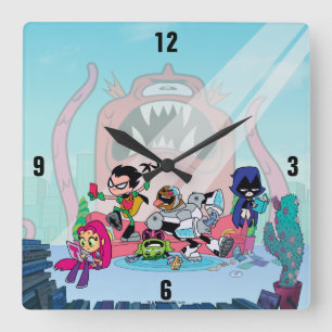 Relógio Quadrado Teen Titans Go! Tentacled Monster Approaches
