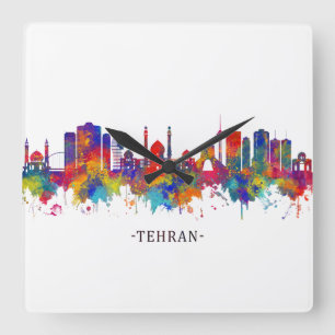 Relógio Quadrado Tehran Iran Skyline