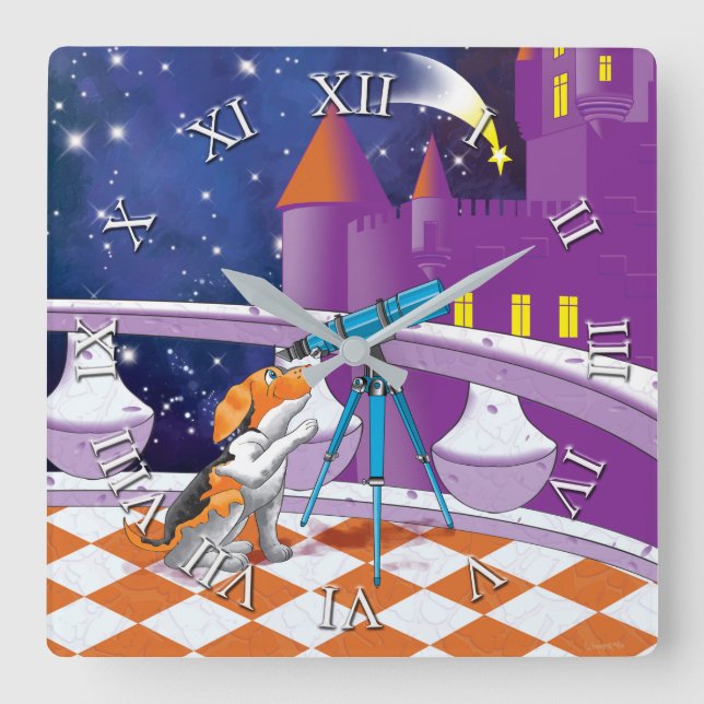 Relógio Quadrado telescópio do cão (Frente)