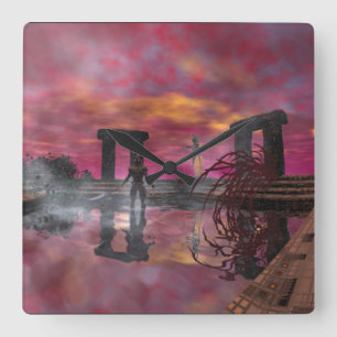 RELÓGIO QUADRADO TEMPLO DE HIPERION DE FICHA DE ÁGUA, FICHA DE FIC