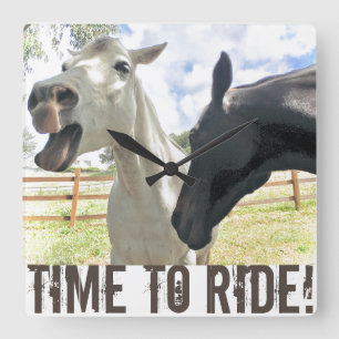 Relógio Quadrado Tempo De Corrida De Cavalos De Muro Quadrado