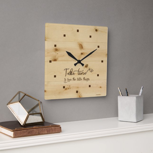 Relógio Quadrado Tempo Levar Madeira Fundo Acríl Wall Clock (Escritório)