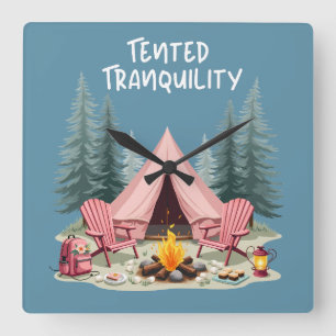 Relógio Quadrado Tent & Campfire